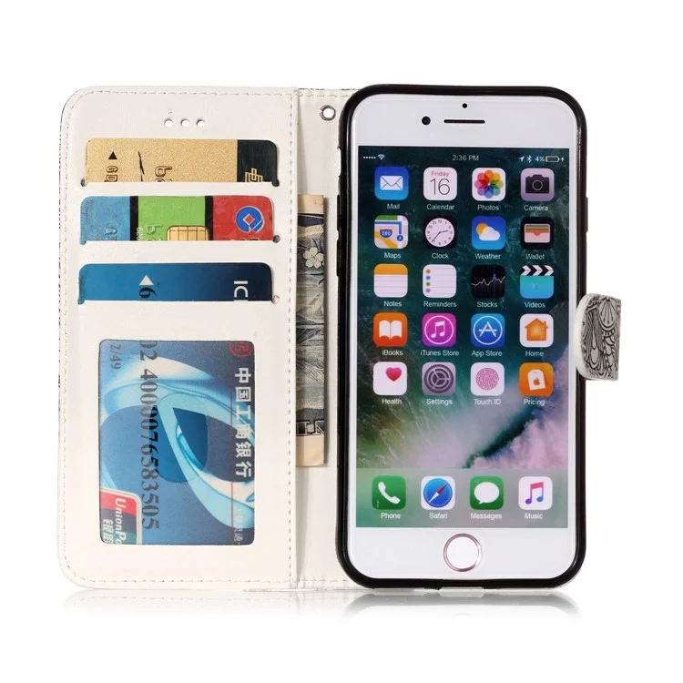 Embossed Pattern Leather Wallet Stand Case for iPhone 8 / 7 4.7 inch - Sugar Skull