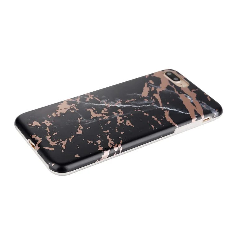 Fashion Marble Pattern Matte Lacquered TPU Phone Case for iPhone 8 Plus / 7 Plus 5.5 inch - Rose Gold / Black