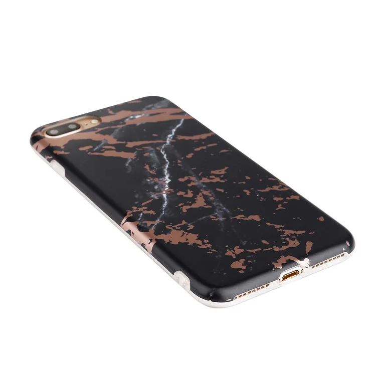 Fashion Marble Pattern Matte Lacquered TPU Phone Case for iPhone 8 Plus / 7 Plus 5.5 inch - Rose Gold / Black