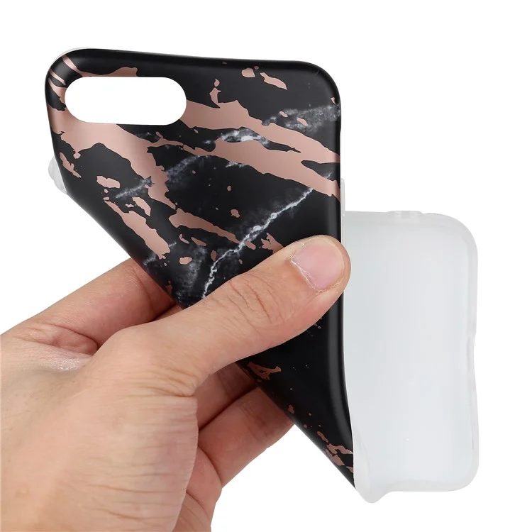 Fashion Marble Pattern Matte Lacquered TPU Phone Case for iPhone 8 Plus / 7 Plus 5.5 inch - Rose Gold / Black