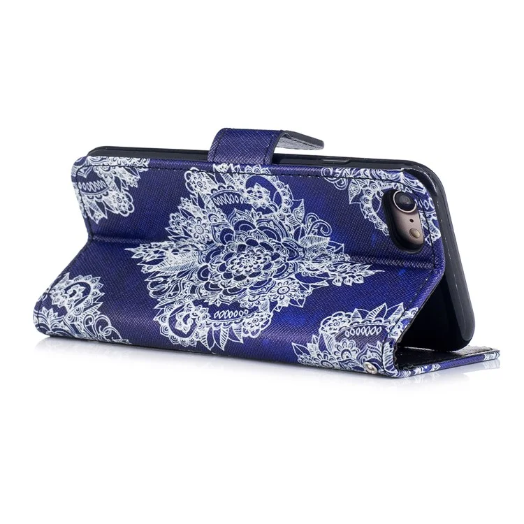 Pattern Printing PU Leather Protective Mobile Phone Cover with Card Holder for iPhone 8 / 7 - Flower Pattern
