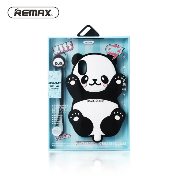 REMAX Cool Play Series 3D Silicone Phone Case for iPhone X/10 with Wrist Strap - Panda