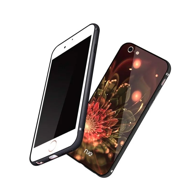 NXE Pattern Printing Glass TPU Hybrid Case for iPhone 6s / 6 - Orange