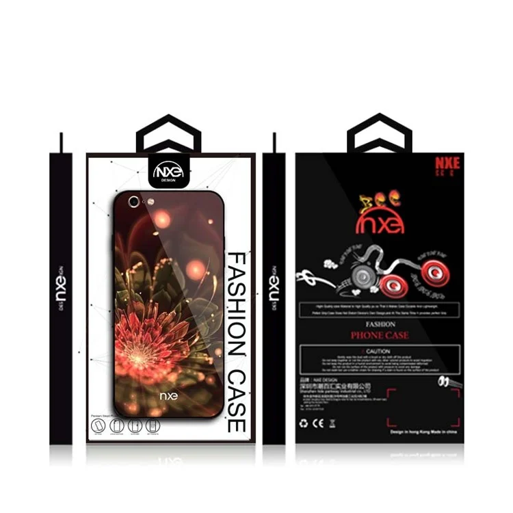 NXE Pattern Printing Glass TPU Hybrid Case for iPhone 6s / 6 - Orange
