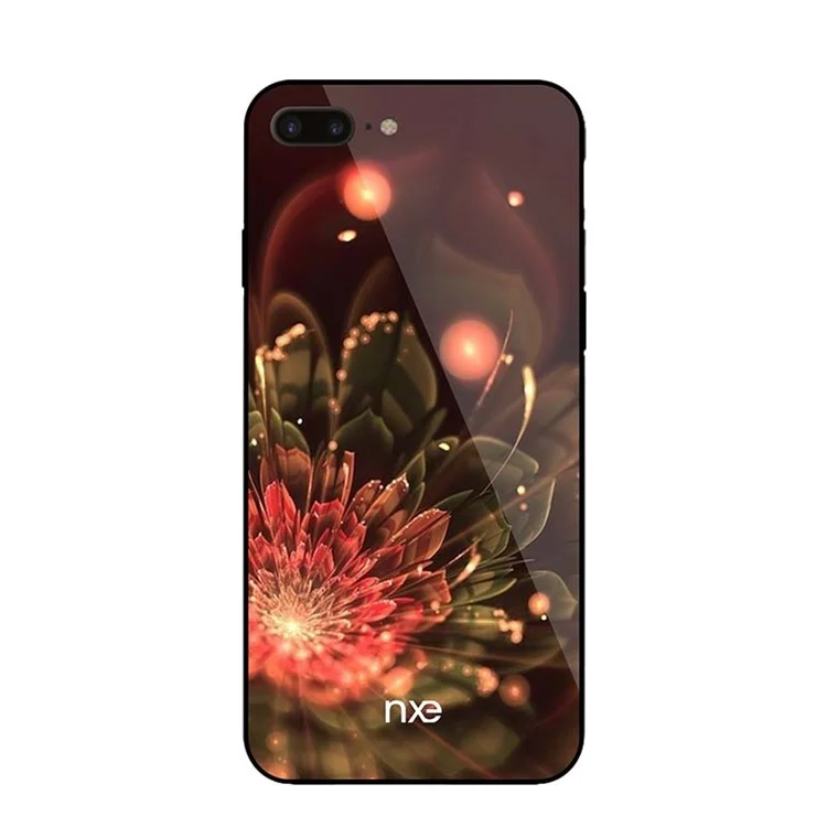 NXE TPU Pattern Printing Glass Hybrid Slim Case for iPhone 8 Plus / 7 Plus - Orange