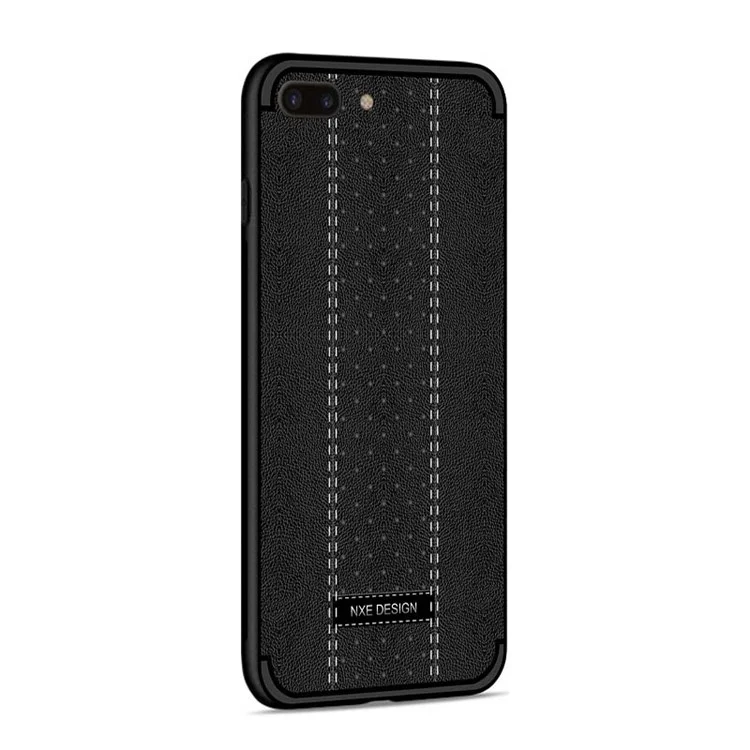 NXE Stitching PU Leather Coated TPU Case for iPhone 8 Plus / 7 Plus - Black
