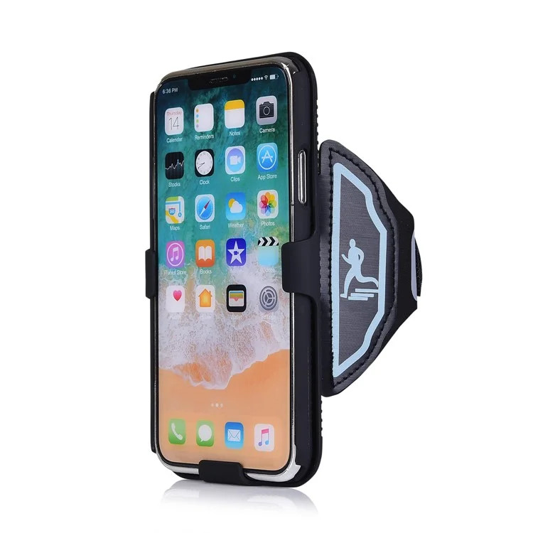 For iPhone X/10 Stripe Pattern Sport Armband Case PC + TPU Hybrid Cover Shell