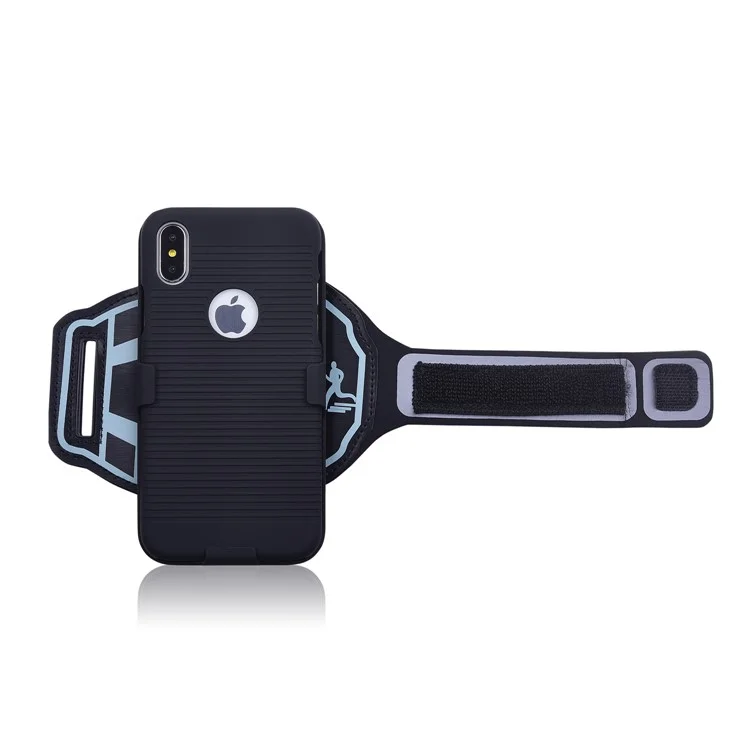 For iPhone X/10 Stripe Pattern Sport Armband Case PC + TPU Hybrid Cover Shell