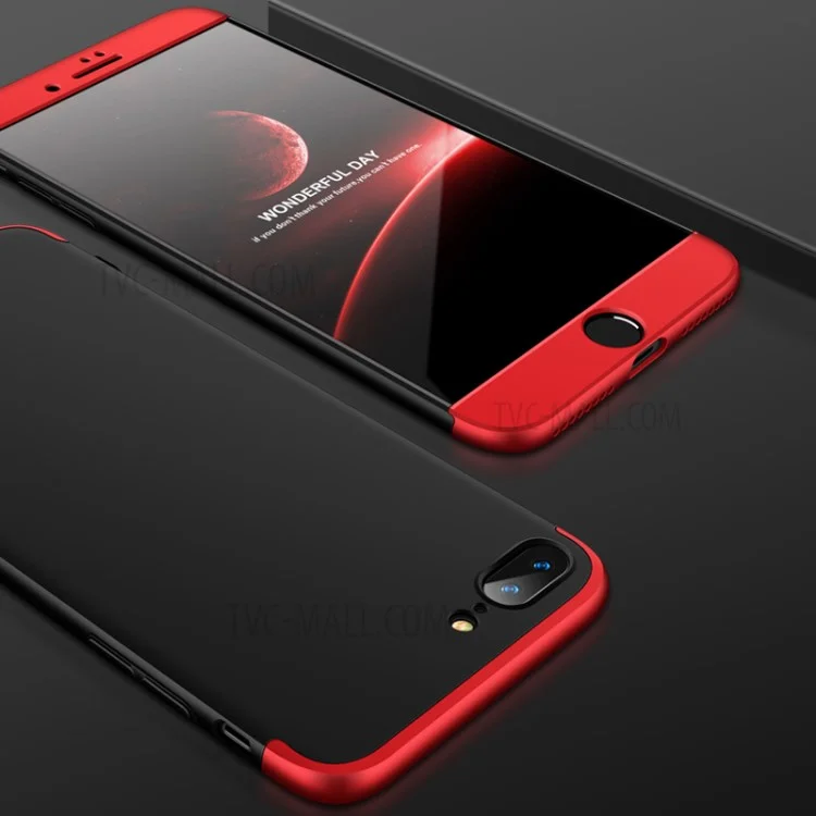 Detachable All-wrapped Matte PC Phone Case for iPhone 8 Plus / 7 Plus - Red + Black