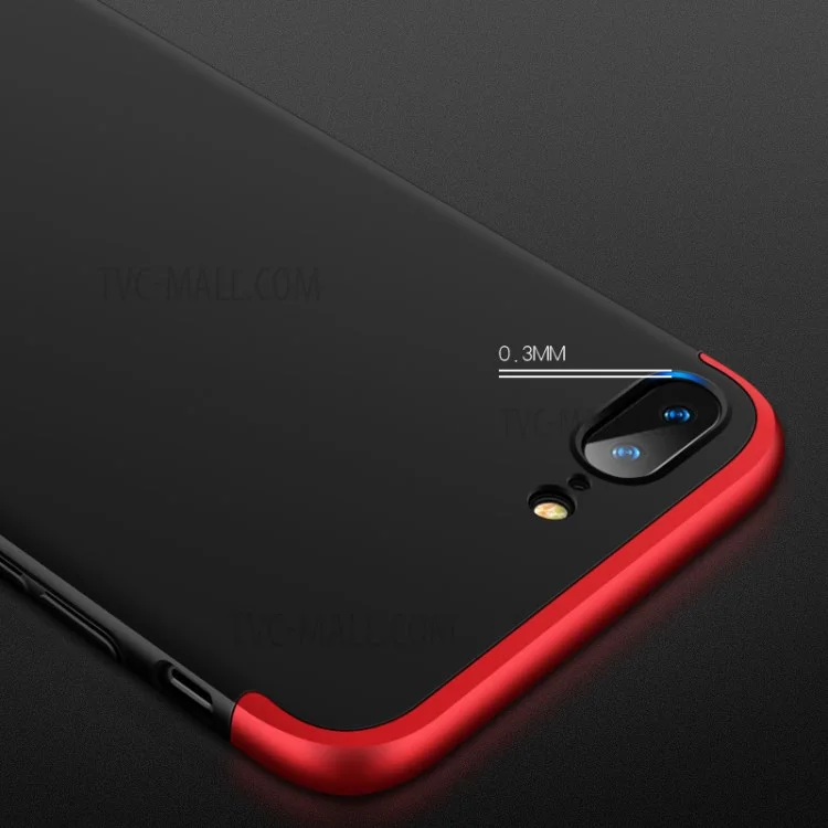 Detachable All-wrapped Matte PC Phone Case for iPhone 8 Plus / 7 Plus - Red + Black