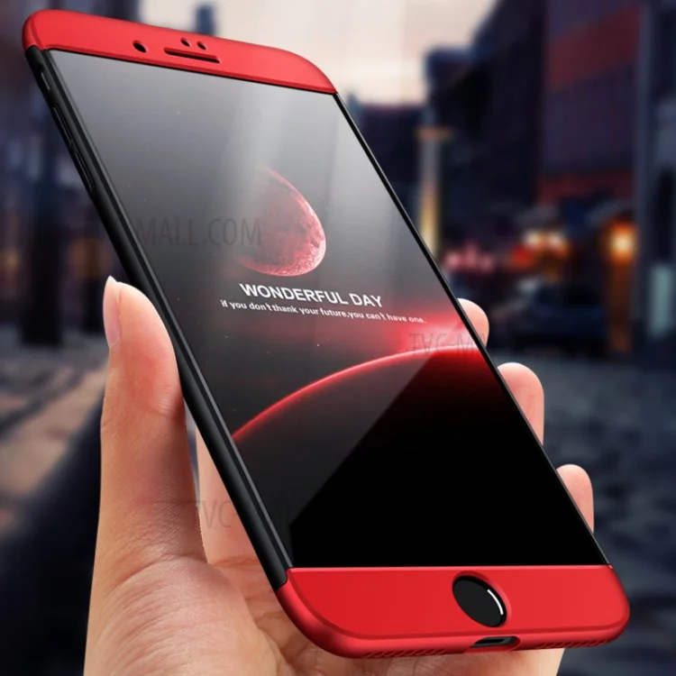 Detachable All-wrapped Matte PC Phone Case for iPhone 8 Plus / 7 Plus - Red + Black