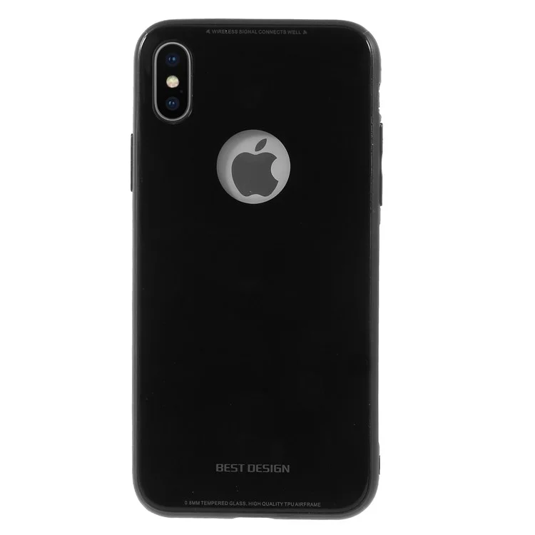 TPU Edges + Acrylic Mirror-like Back Hybrid Case for iPhone X - Black
