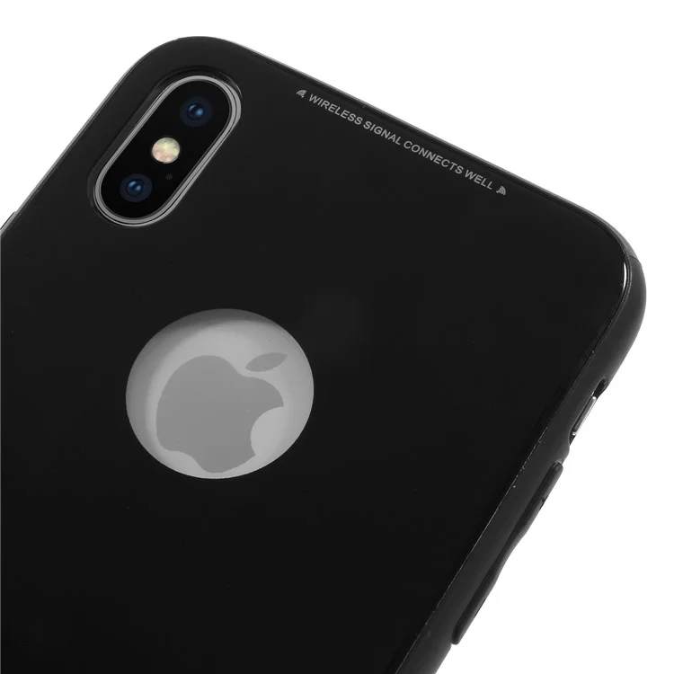 TPU Edges + Acrylic Mirror-like Back Hybrid Case for iPhone X - Black