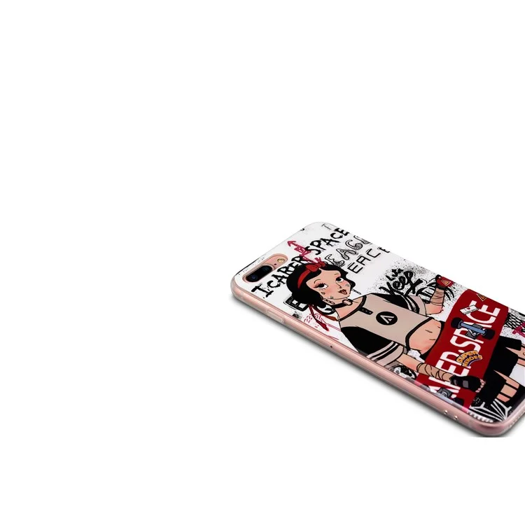 Rubberized IMD Patterned TPU Mobile Phone Case for iPhone 8 Plus / 7 Plus - Girl Holding Skateboard