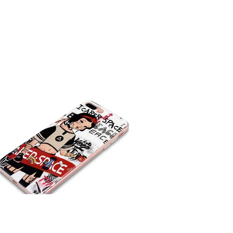 Rubberized IMD Patterned TPU Mobile Phone Case for iPhone 8 Plus / 7 Plus - Girl Holding Skateboard