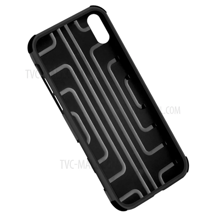 Shouhushen PU Leder Beschichtete Vertikale Flip PC TPU Hybrid -hülle Mit Kartenschlitzen Für Iphone X - Schwarz