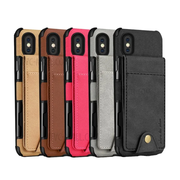 Shouhushen PU Case Ibrida TPU Flip PC Vertical Flip TPU Con Slot Per Iphone X - Nero