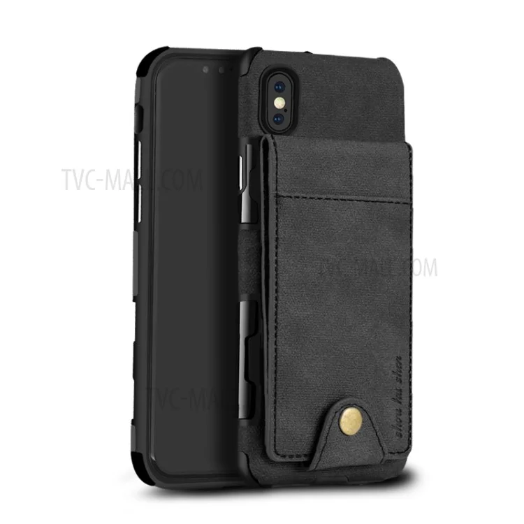 Shouhushen PU Leder Beschichtete Vertikale Flip PC TPU Hybrid -hülle Mit Kartenschlitzen Für Iphone X - Schwarz