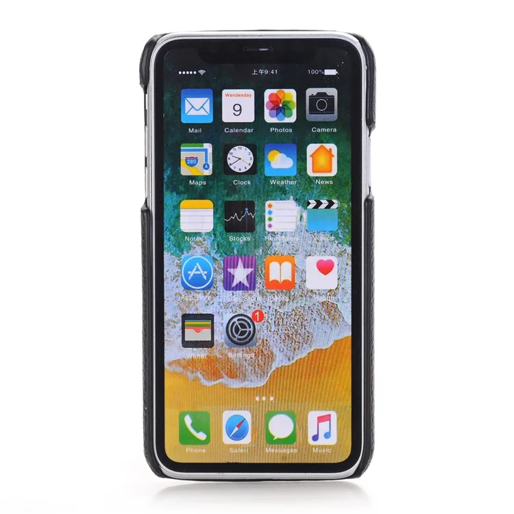 3D Star Pattern Metal Rivet Leather Coated Hard PC Case for iPhone X - Black