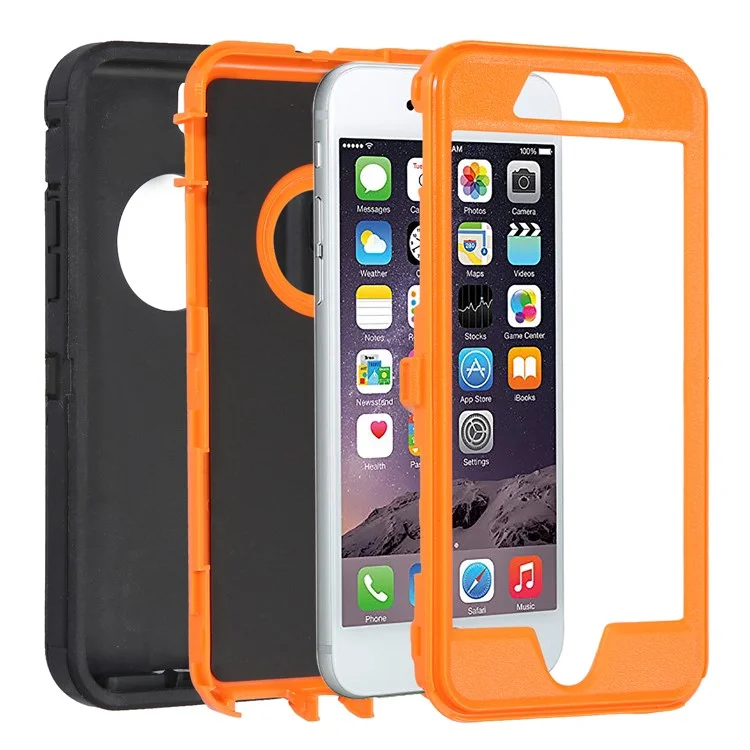 Shockproof Drop-proof Dust-proof Plastic + TPU Combo Cover for iPhone 6s/6 - Orange + Black