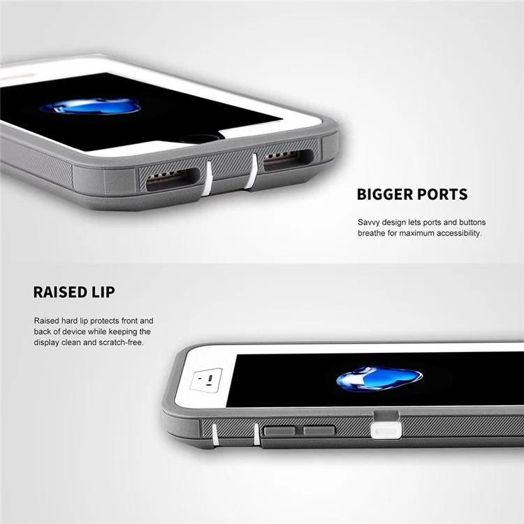 Shockproof Drop-proof Dust-proof Plastic + TPU Hybrid Phone Case for iPhone 8/7 - White + Grey