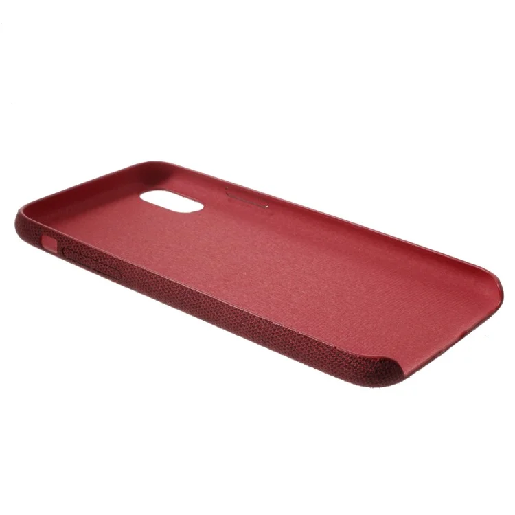 Linen Cloth Texture PU Leather Coated PC Cell Phone Cover for iPhone X - Red