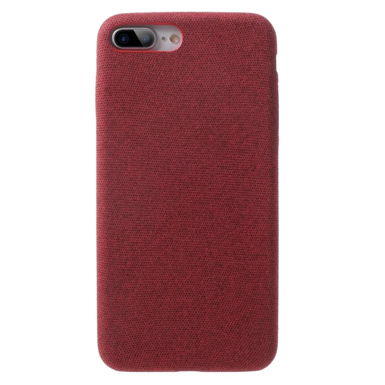 Linen Cloth Texture PU Leather Coated PC Cell Phone Cover for iPhone 8 Plus / 7 Plus - Red