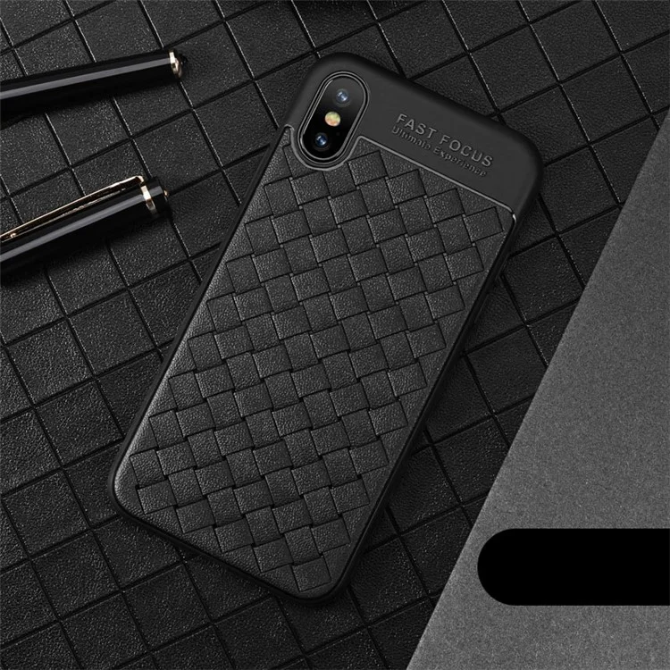 USAMS Woven Texture Heat Dissipation TPU Phone Case for iPhone X - Black