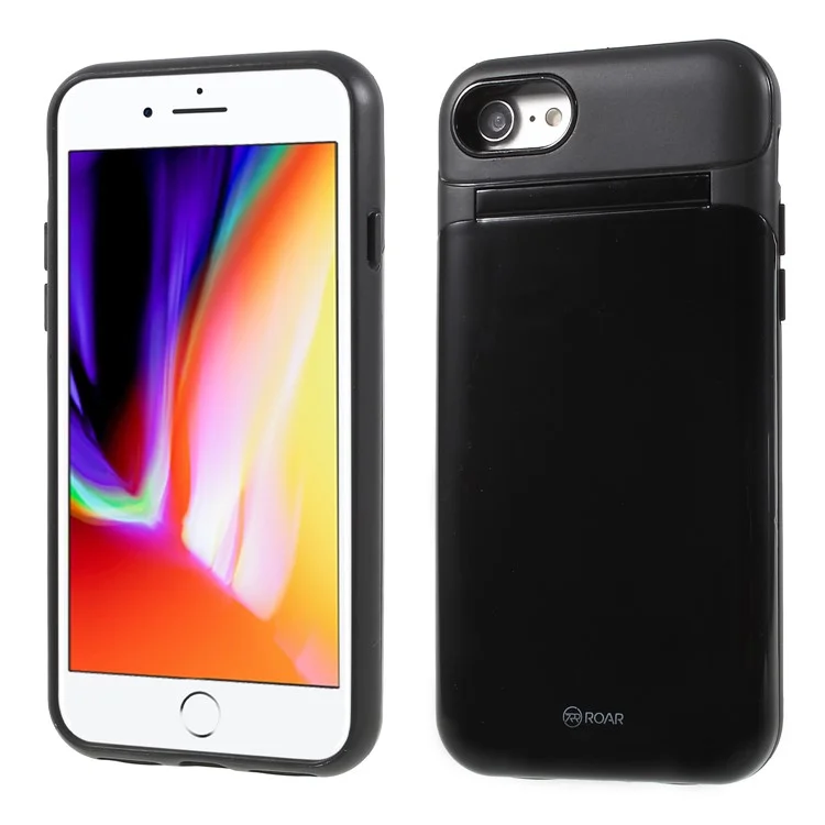 ROAR KOREA PC + TPU Hybrid Mirror Case with Kickstand for iPhone 8/7 - Black
