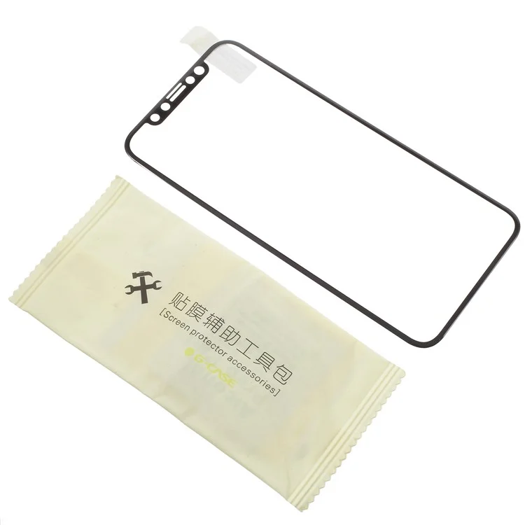 G-CASE Embroidery Leather Coated TPU Mobile Case for iPhone X/10 with Tempered Glass Screen Protector - Cat with Hat