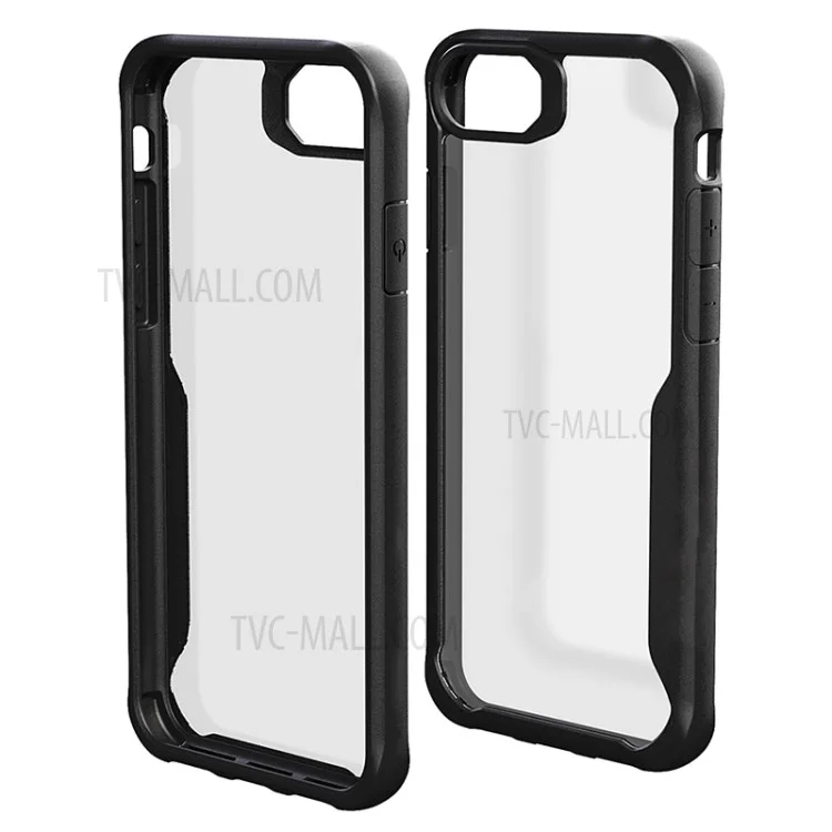 Shock Absorption Tough Clear PC + Soft TPU Hybrid Protection Back Shell for iPhone 8 Plus/7 Plus 5.5 inch - Black