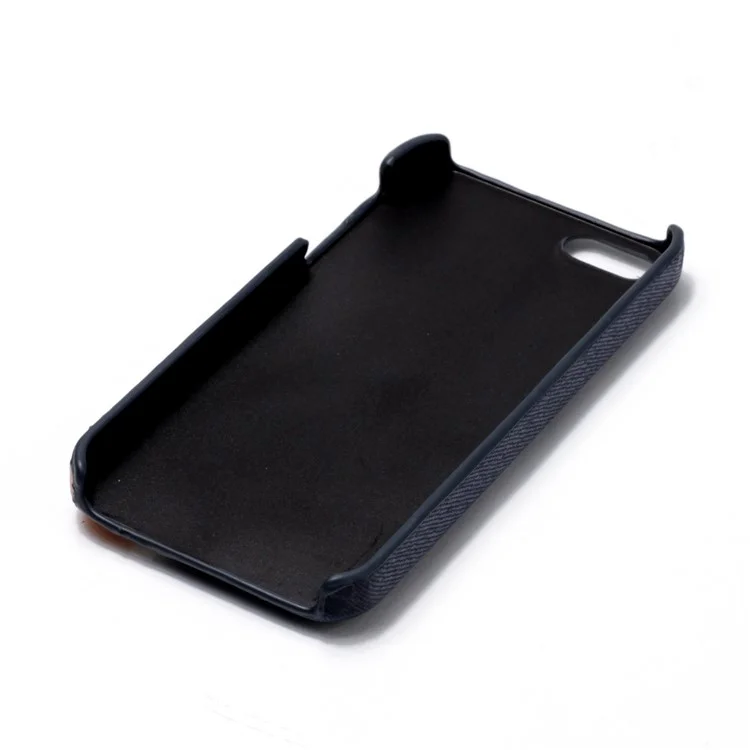 Contrast Color PU Leather Coated PC Mobile Phone Cover for iPhone SE / 5s / 5 - Black