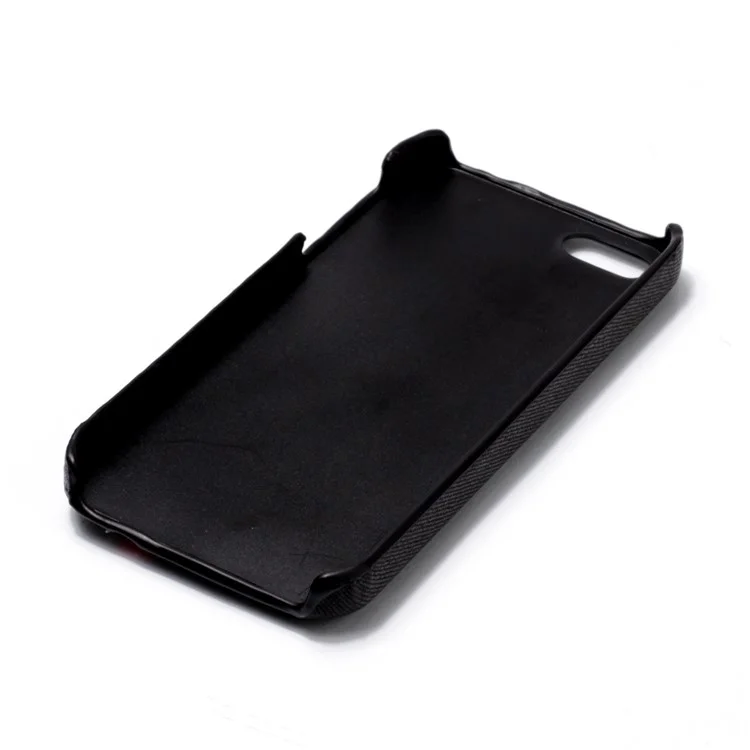 Contrast Color PU Leather Coated PC Mobile Phone Cover for iPhone SE / 5s / 5 - Black