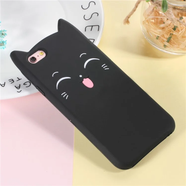3D Smile Cat Silicone Phone Shell for iPhone 6s / 6 - Black
