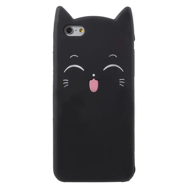3D Smile Cat Silicone Phone Shell for iPhone 6s / 6 - Black