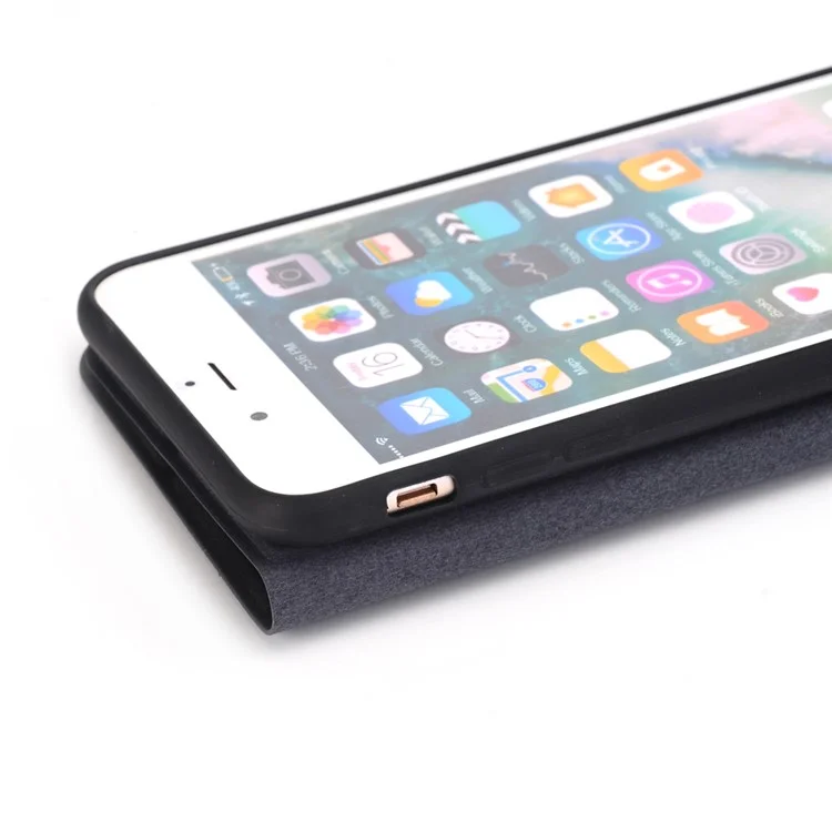 Retro Style Leather Magnetic Stand Phone Case for iPhone 8 Plus / 7 Plus - Black