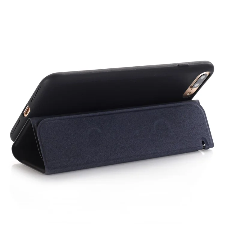Retro Style Leather Magnetic Stand Phone Case for iPhone 8 Plus / 7 Plus - Black