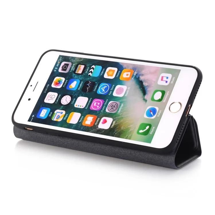 Retro Style Leather Magnetic Stand Phone Case for iPhone 8 Plus / 7 Plus - Black
