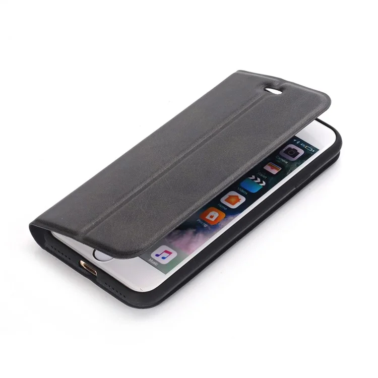 Retro Style Leather Magnetic Stand Phone Casing for iPhone 6s / 6 - Black