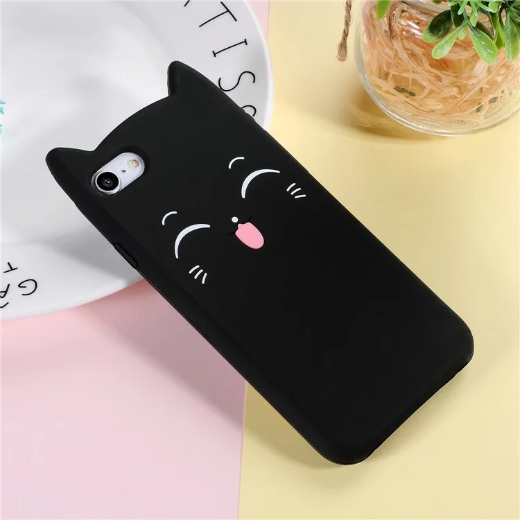 3D Smile Cat Silicone Phone Case for iPhone 8/7 4.7 inch - Black