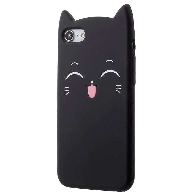 3D Smile Cat Silicone Phone Case for iPhone 8/7 4.7 inch - Black