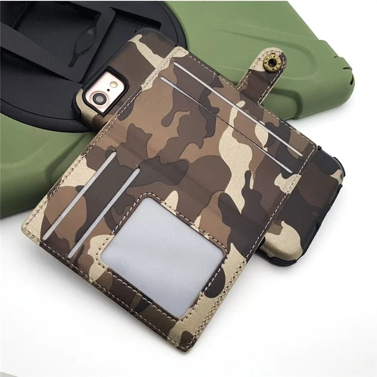 Camouflage Leather Coated Card Holder PC Hard Case for iPhone 8/7/6s/6 - Brown