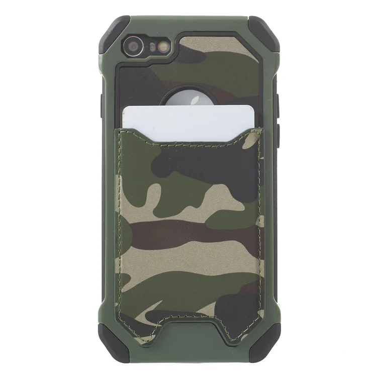For iPhone 8 4.7 inch Detachable Camouflage Pattern TPU PC Hybrid Card Slot Case -  Green