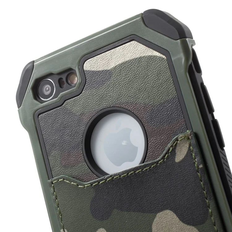 For iPhone 8 4.7 inch Detachable Camouflage Pattern TPU PC Hybrid Card Slot Case -  Green