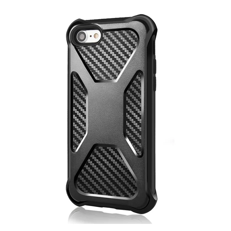 Carbon Fiber Texture PC + TPU Hybrid Drop-proof Case for iPhone 8/7 4.7 inch - Black