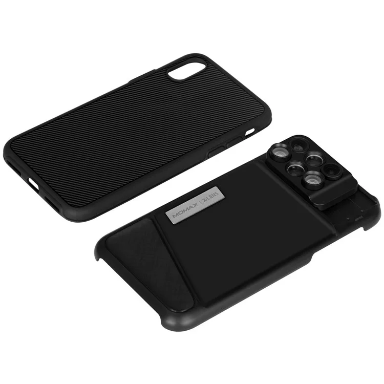 MOMAX X-Lens Case 6 in 1 Dual Optics Lens Kit (180° Fisheye, 2X Telephoto, 120° Wide-angle, 10X/20X Macro) for iPhone X
