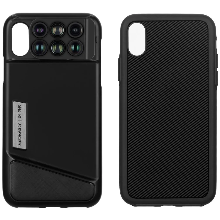 MOMAX X-Lens Case 6 in 1 Dual Optics Lens Kit (180° Fisheye, 2X Telephoto, 120° Wide-angle, 10X/20X Macro) for iPhone X