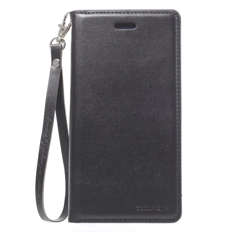MERCURY GOOSPERY Blue Moon Wallet Leather Case with Hand Strap for iPhone X - Black