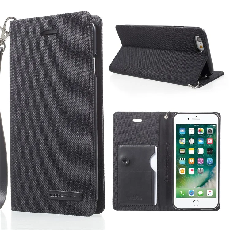 MERCURY GOOSPERY Canvas Flip Card Holder Leather Case for iPhone 6s / 6 4.7 - Black