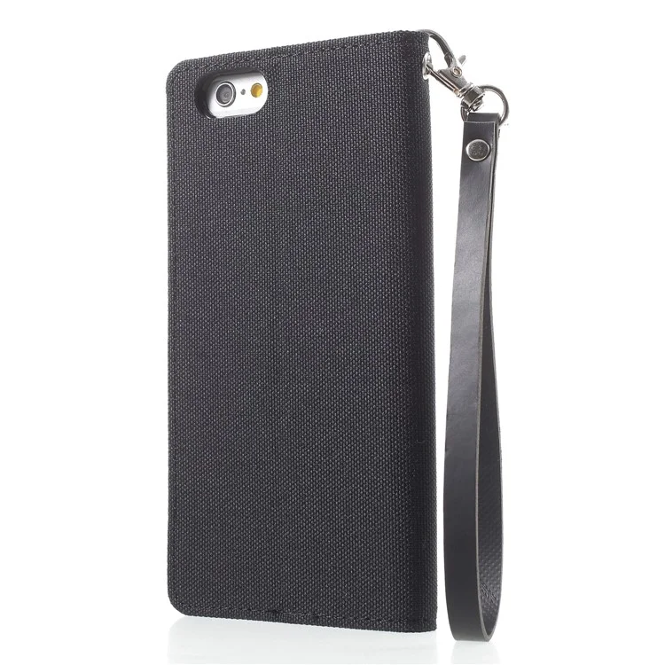 MERCURY GOOSPERY Canvas Flip Card Holder Leather Case for iPhone 6s / 6 4.7 - Black